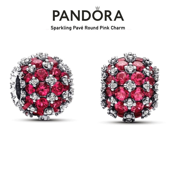 Pandora Jewelry - PANDORA Sparkling Pavé Round Pink Charm w/box